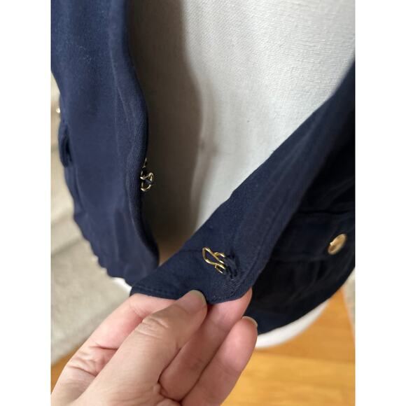 Vintage Cache Y2K Navy Naval Style Vest Brass Button Epaulet Design Military - Picture 2 of 7